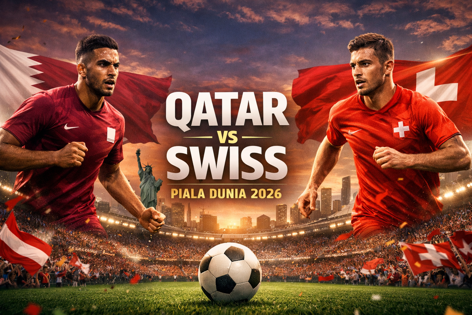 Jadwal Qatar vs Swiss Piala Dunia 2026 Dini Hari Ini Pukul 02.00 WIB menjadi pilihan streaming menarik bersama Tigoals