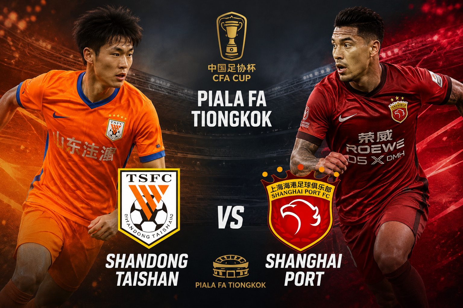 Shandong Taishan vs Shanghai Port Piala FA Tiongkok Sore Ini Pukul 18.35 WIB, Tigoals Siapkan Informasi Pertandingan