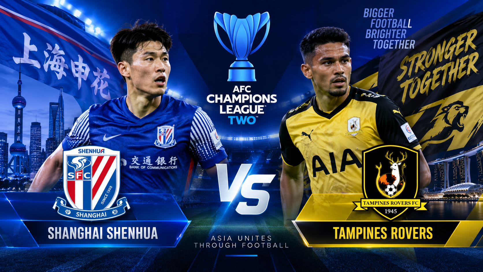 Tigoals Ikuti Shanghai Shenhua vs Tampines Rovers di AFC Champions League Two Malam Ini Pukul 19.15 WIB