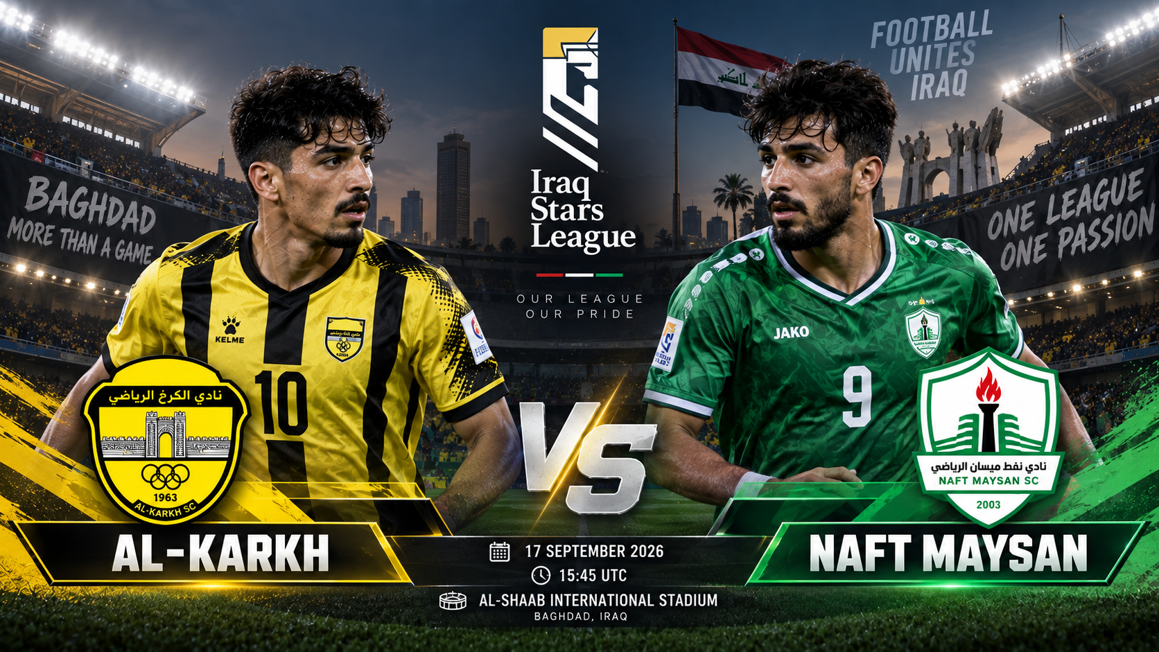 Tigoals Ikuti Duel Al-Karkh vs Naft Maysan di Liga Primer Irak Malam Ini Pukul 22.45 WIB