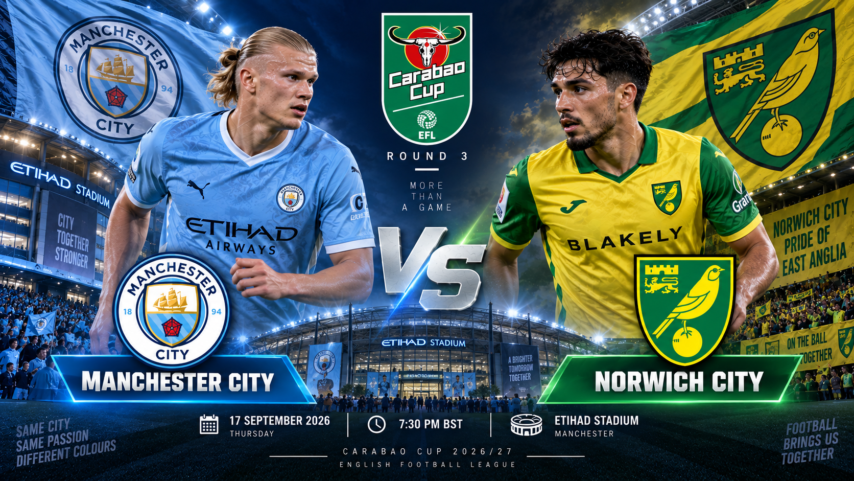 Tigoals Catat Pertarungan Manchester City vs Norwich City di Carabao Cup Dini Hari Ini Pukul 01.30 WIB