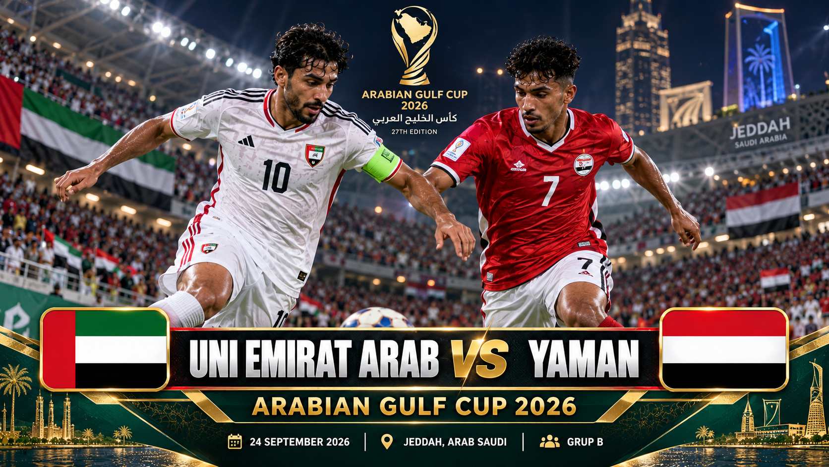 Tigoals Pantau Duel Uni Emirat Arab vs Yaman di Arabian Gulf Cup 2026 Malam Ini