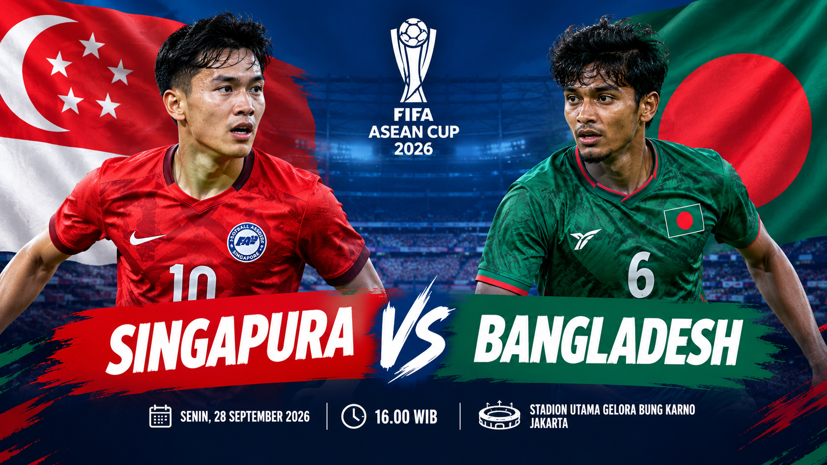 Tigoals Pantau Singapura vs Bangladesh di FIFA ASEAN Cup 2026 Sore Ini Pukul 16.00 WIB