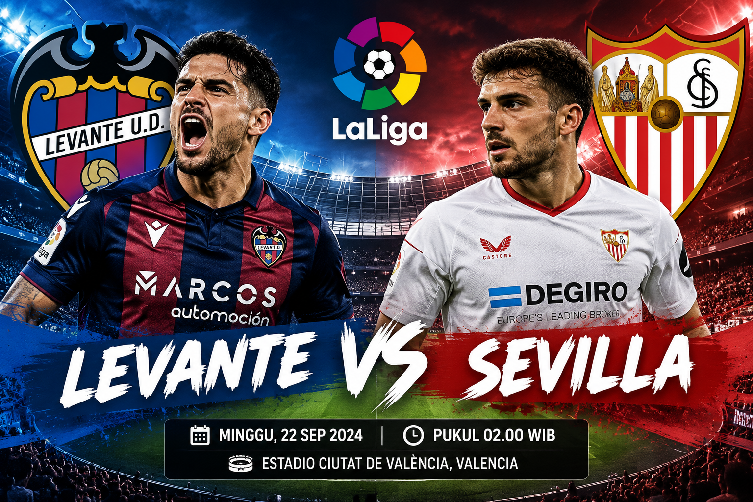 Levante vs Sevilla Dini Hari Ini Pukul 02.00 WIB, Tigoals Bahas Perebutan Poin Penting La Liga
