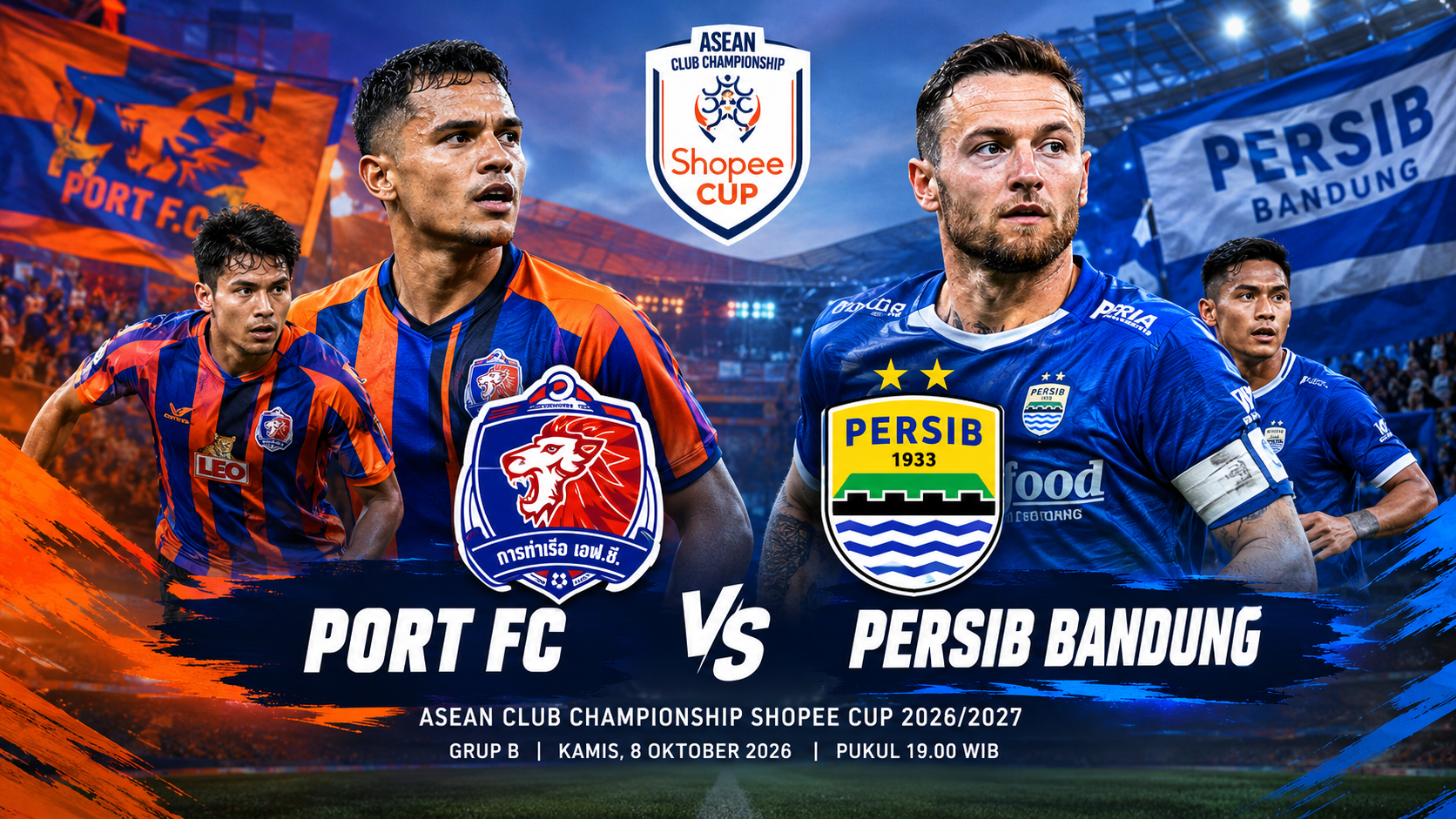 Port FC vs Persib Bandung di ASEAN Club Championship 2026/2027, Tigoals Soroti Ambisi Maung Bandung pada Kamis Malam Pukul 19.00 WIB