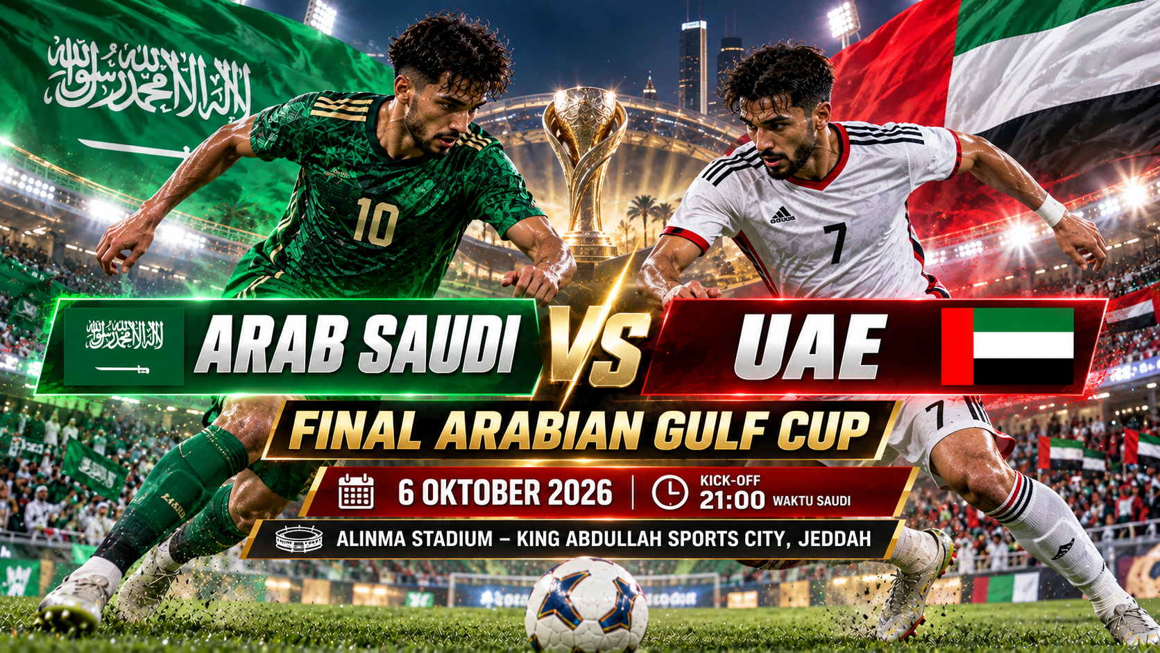 Arab Saudi vs UEA Final Arabian Gulf Cup Dini Hari Pukul 01.00 WIB, Tigoals Ikuti Perebutan Gelar Juara
